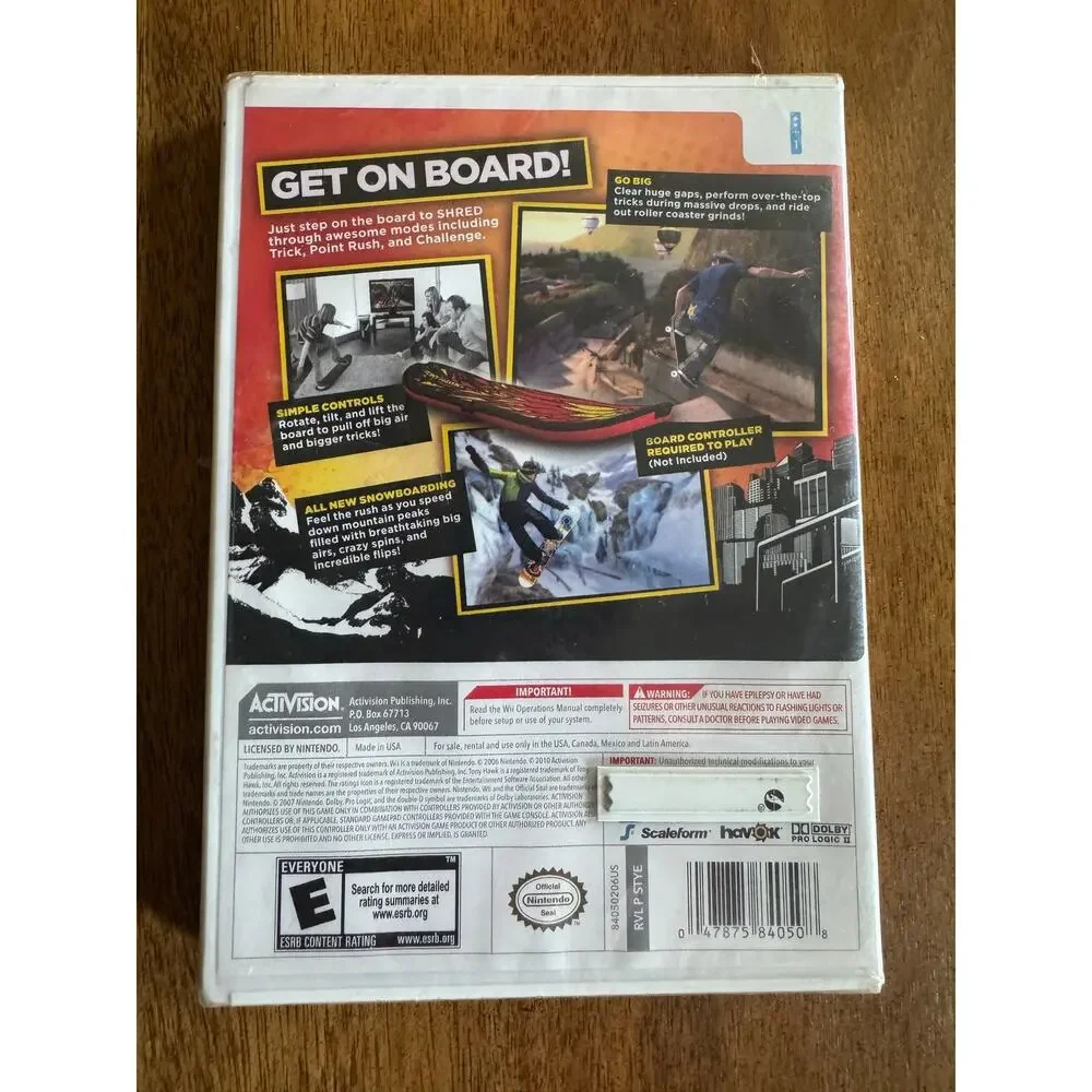 NWT Tony Hawk Shred Nintendo Wii 2010 Factory Sealed Game Only Activision